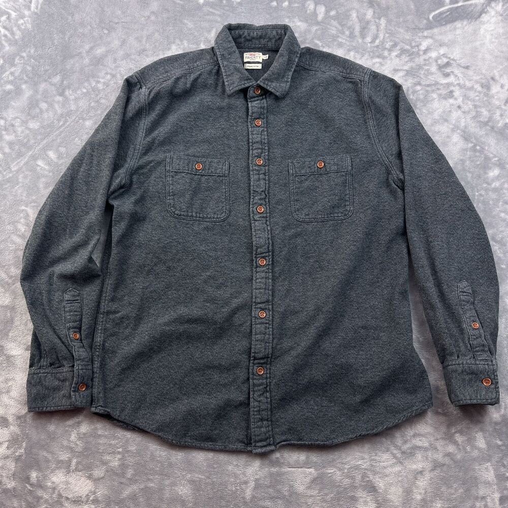 Faherty  Shirt Men's Size Large Blue  Alpine Flannel Button Up Long Sleeve